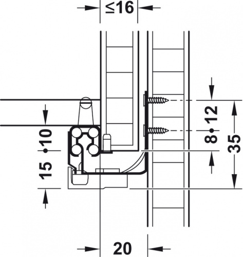 Concealed runner, Häfele Matrix Runner UM S25, single extension, load-bearing capacity up to 25 kg photo 6