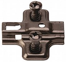 Cruciform mounting plate, Häfele Metalla 310 SM, quick-fixing system, height adjustment ±2 mm via slot, with pre-mounted Euro screws, distance 0 mm, black nickel