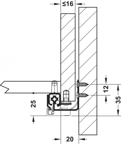 Concealed runner, Häfele Matrix Runner UM S25, single extension, load-bearing capacity up to 25 kg photo 2