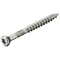 Decking screw, raised countersunk head, TS, partially threaded, with drill point, stainless steel