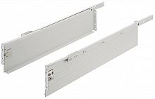 Drawer side runner system, single-walled, Häfele Matrix Box Single A25, single extension, white RAL 9010