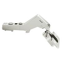 Concealed hinge, Häfele Metalla 310 SM 45°, angled full overlay for doors at +45°, drilling pattern 52/5.5 mm, soft close, nickel plated
